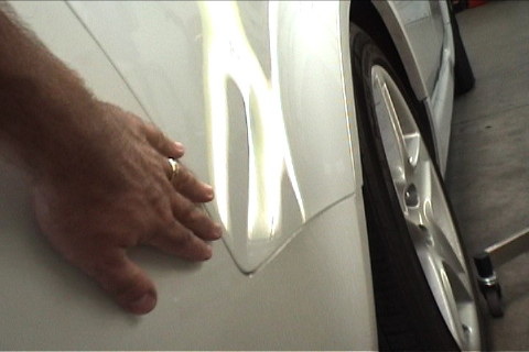 Acura Quarter Dent Before Removal