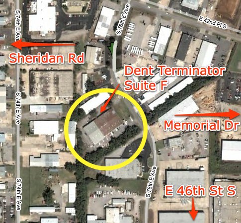 aerial photo of Dent Terminator building for paintless dent removal
